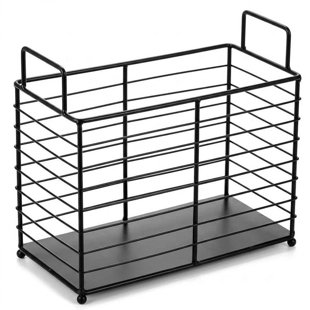 Black 11 in. x 7 in. Metal Freestanding Magazine Rack LINBQ582 - The ...