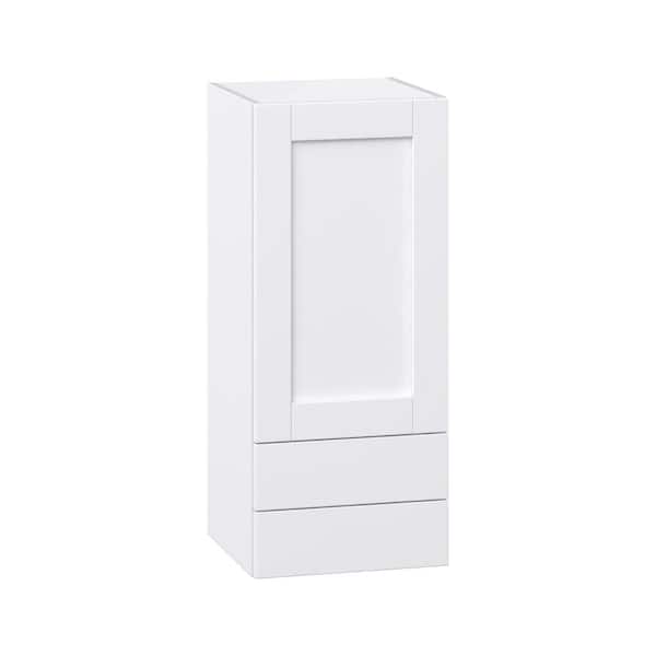 J COLLECTION Milton 15 in. W x 14 in. D x 35 in. H Assembled Shaker Wall Kitchen Cabinet in Bright White with 2 Drawers