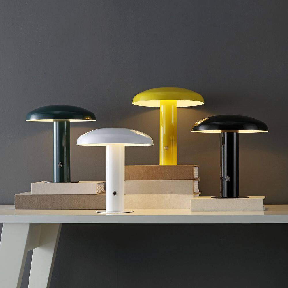 Suillius 11" Satin Yellow Cordless Metal Dome Table Lamp
