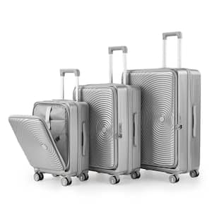 3-Piece Silver Front Laptop Compartment Luggage Set