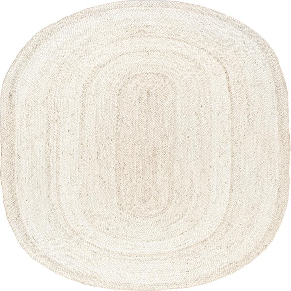 nuLOOM Rigo Chunky Loop Jute Off-White 4 ft. x 6 ft. Oval Rug