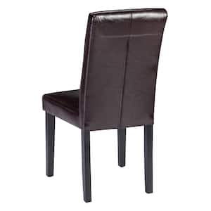 Upholstered Dining Chairs Set, Modern PU Leather and Solid Wood Legs and High Back, Brown Set of 6