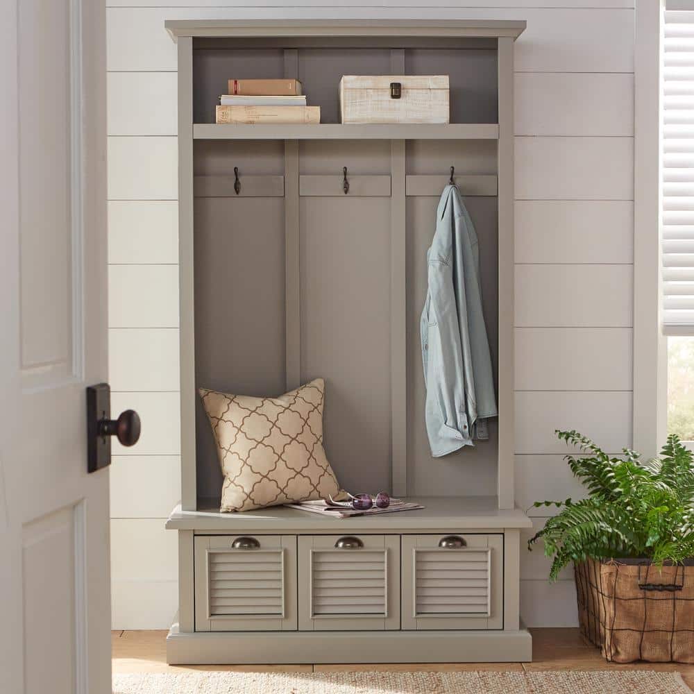 Home Decorators Collection Shutter Gray Hall Tree -  1157310270