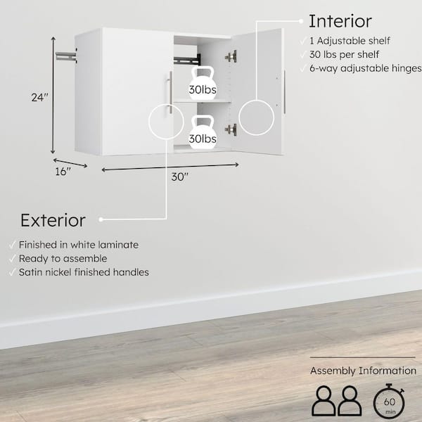 Prepac HangUps 30 in. W x 24 in. H x 16 in. D 1-Shelf Wood Wall