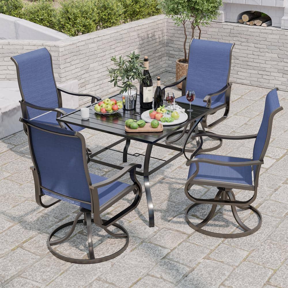 5-Piece Metal Square Table 28.7 in. H Outdoor Outdoor Dining Set