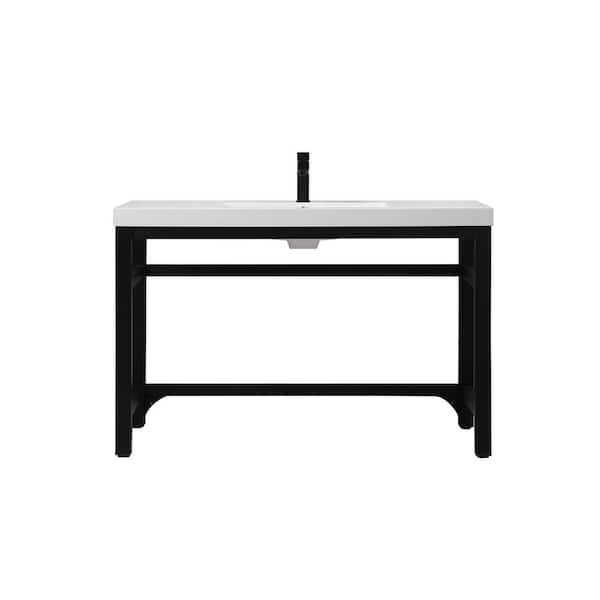 48 in. W x 22 in. D x 32 in. H ADA Bath Vanity in Black with White Resin Top