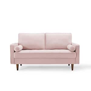 Valour 61.5 in. Pink Velvet 3-Seater Loveseat with Removable Cushions