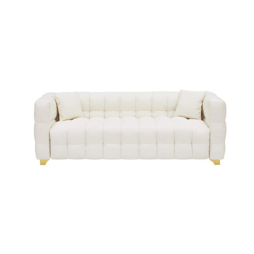 Z-joyee 80 in. Wide Square Arm Faux Leather Rectangle Modern