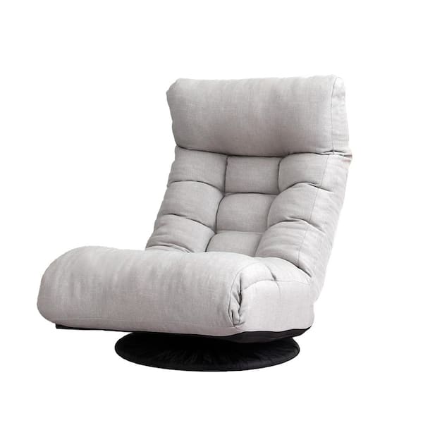 Z-joyee Gray Linen Floor Single Sofa Reclining Leisure Sofa Adjustable Chair