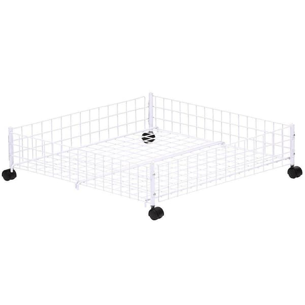 Whitmor White Wire Collection 24 in. x 6.38 in. Rolling Underbed Cart