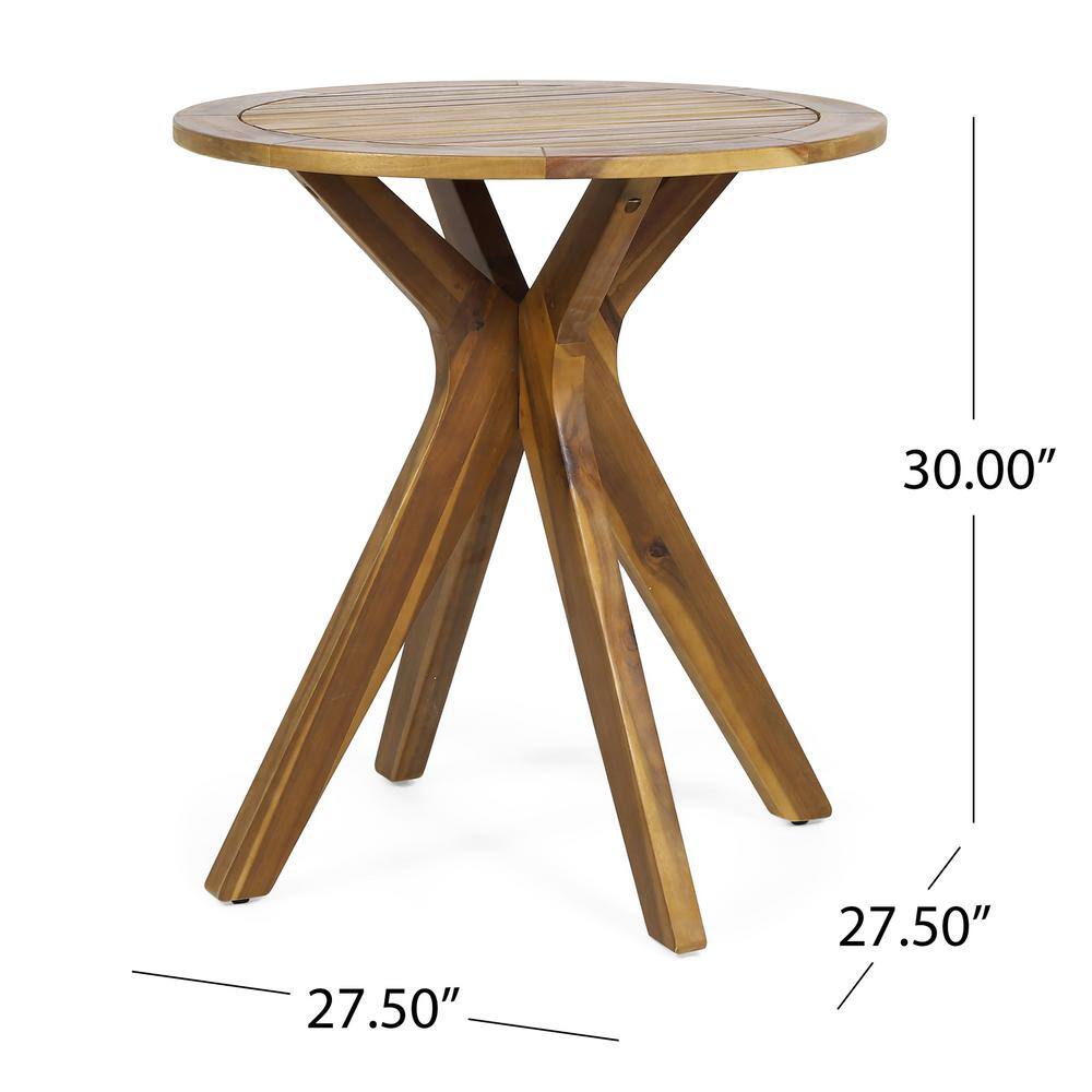 Teak Round Acacia Wood Outdoor Bistro Table with X Legs