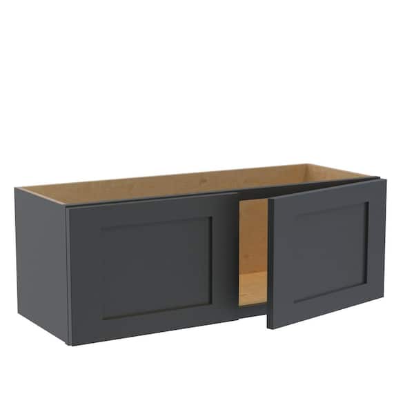 Home Decorators Collection Newport 33 in. W x 12 in. D x 12 in. H Assembled Plywood Wall Bridge Kitchen Cabinet in Deep Onyx with Soft Close