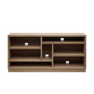68 in. Natural Oak TV Stand with 7-Shelves Fits TV's up to 80 in. with Cable Management