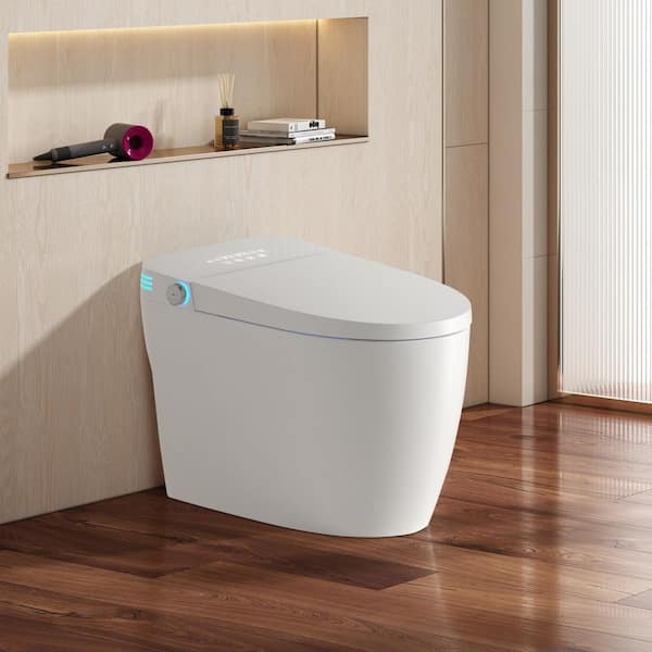 Tatahance Tankless Elongated Smart Bidet Toilet 1.28 GPF in White