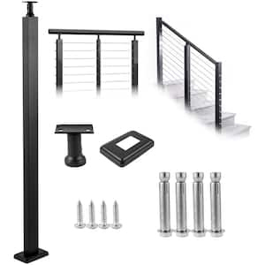 Deck Railing 42 in. x 1.97 in. x 1.97 in. Cable Railing Post without Hole Stainless Stair Handrail with Mounting Bracket