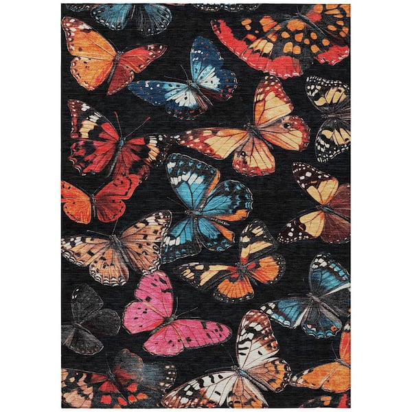 Chantille Machine Washable Indoor/Outdoor Abstract ACN2201 Black 10 ft. x 14 ft. Area Rug