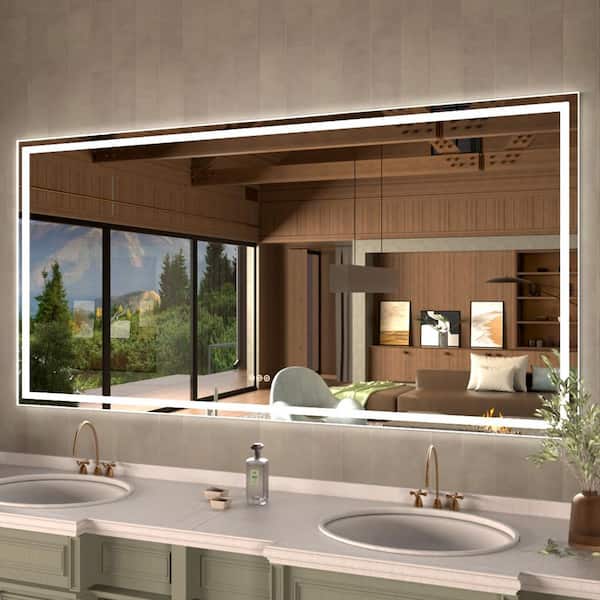 72 in. W x 36 in. H Rectangular Frameless LED Wall Bathroom Vanity Mirror