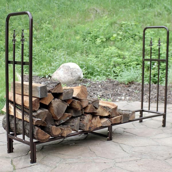 Sunnydaze Bronze 6 Foot Indoor Outdoor Decorative Firewood Log Rack