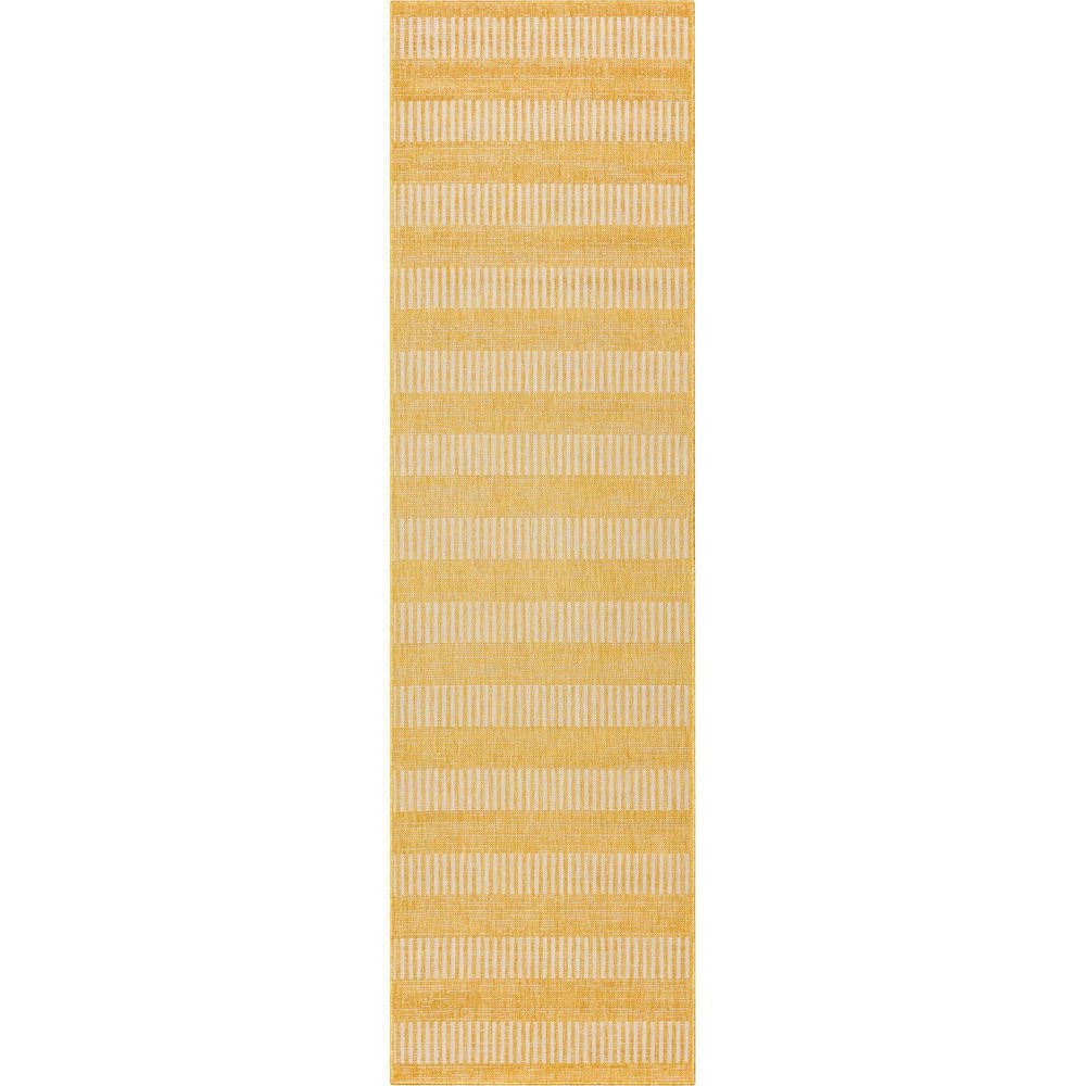 Well Woven Medusa Stria Yellow 2 ft. 7 in. x 9 ft. 10 in. Runner Indoor