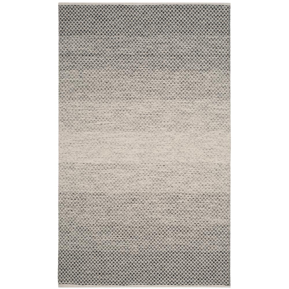 Montauk Black and Ivory Cotton Geometric 5' x 8' Area Rug