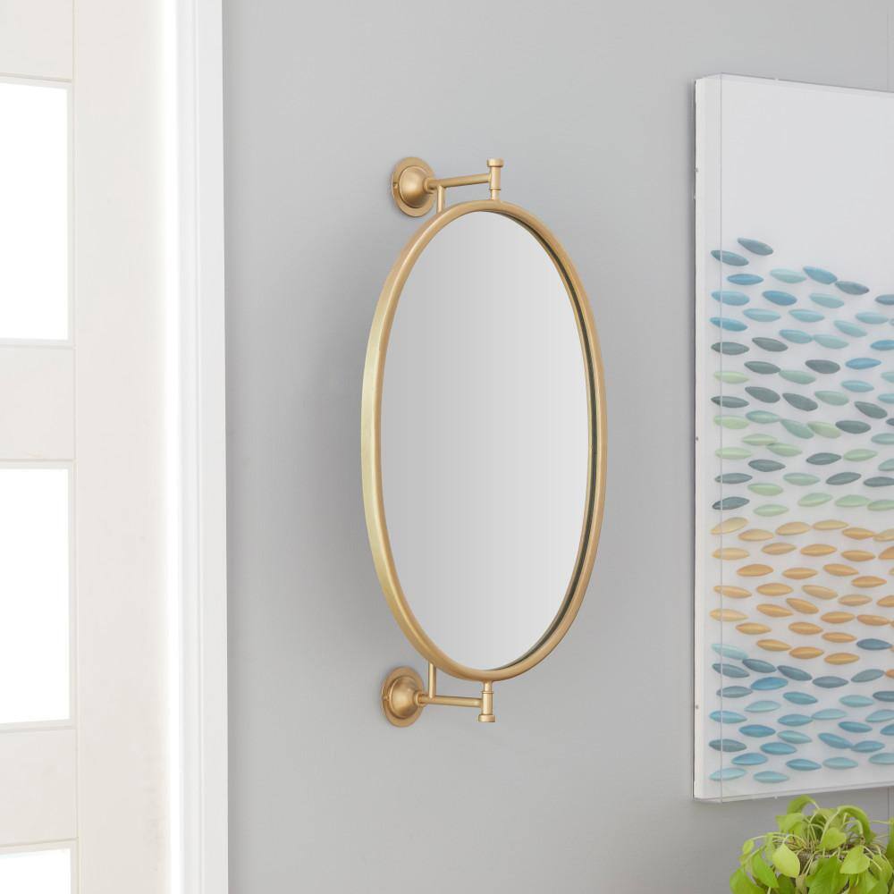 Elegant Gold Oval Wood Wall Mirror 15" x 28.6"