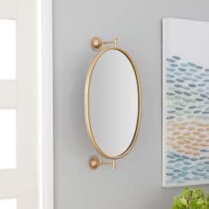 29 in. x 15 in. Oval Shaped Round Framed Gold Wall Mirror