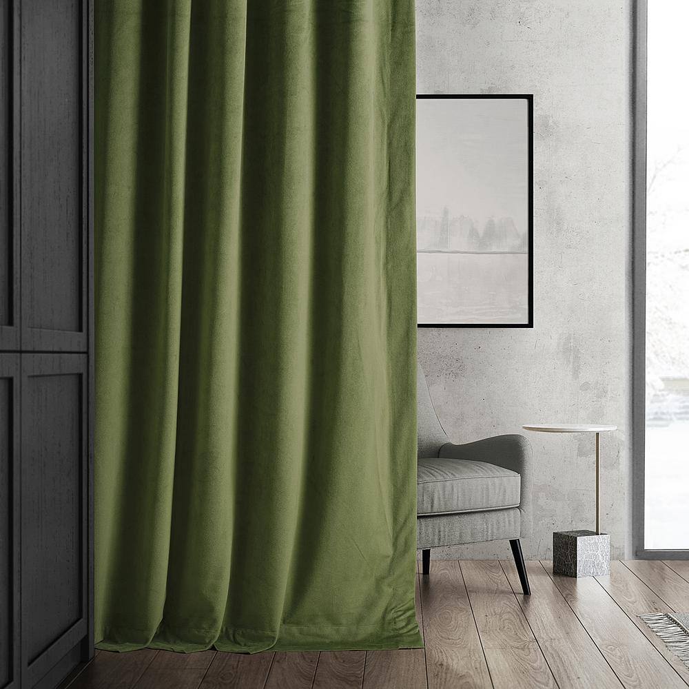 Basque Green Velvet Blackout Curtain Panel, 50" x 96"