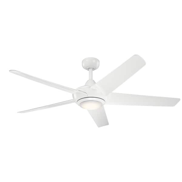 KICHLER Kapono 52 in. Indoor White Downrod Mount Ceiling Fan with Integrated LED with Remote Control Included