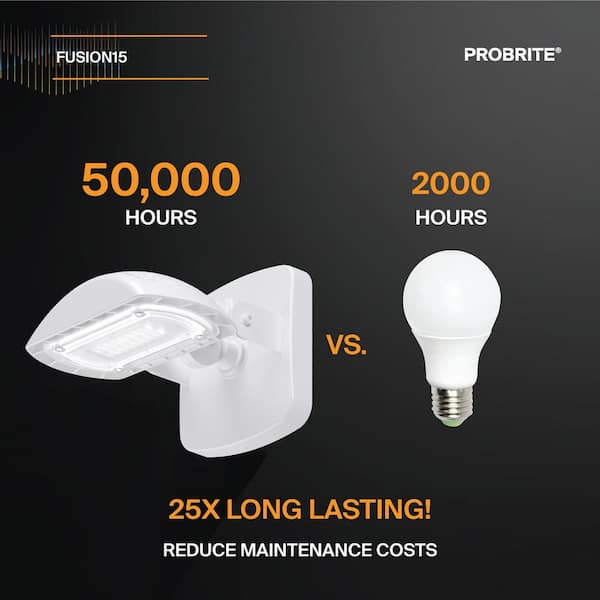 Probrite 100 Watt Equivalent White Integrated Outdoor Led Flood Light Kit With Wall Pack Mount 1500 Lumens 2 Fsn15 4k Wh 2pk The Home Depot Probrite 100 Watt Equivalent White, Outdoor Led Flood Light Bulbs 100 Watt Equivalent