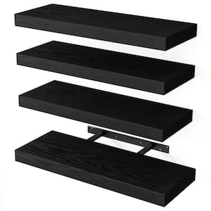 15.8 in. W x 5.5 in. D Black Floating Decorative Wall Shelf Set of 6