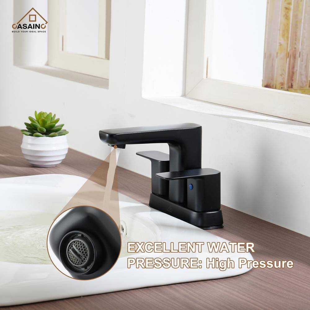 Matte Black Double Handle Mid Arc Bathroom Faucet