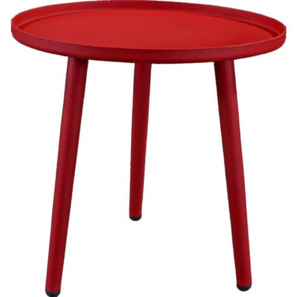 cenadinz Aluminum Outdoor Side Table, Red