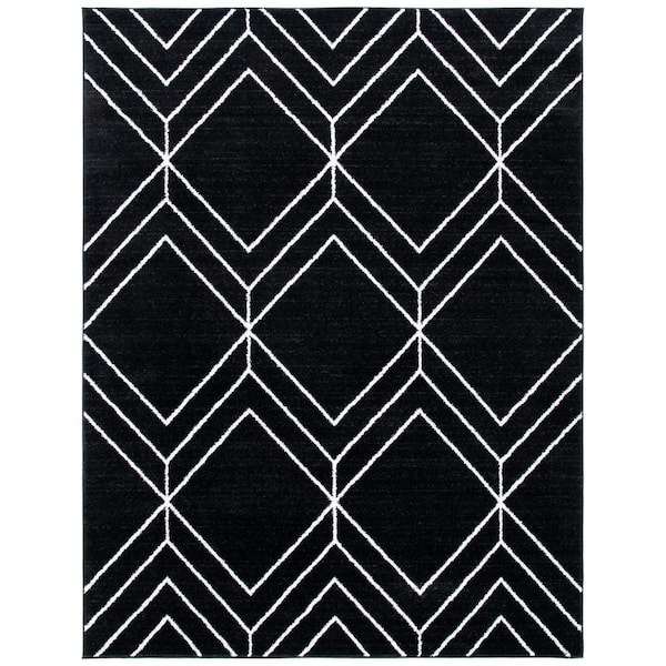 Adirondack 10 ft. x 14 ft. Black/Ivory Geometric Area Rug