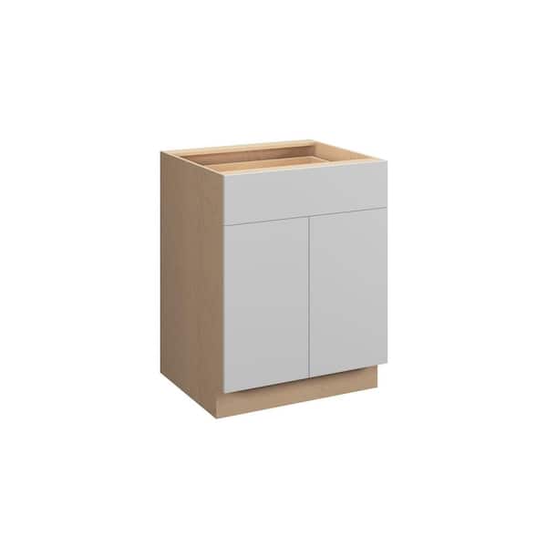 Kunal Kitchens Ithaca Slab 27 in. W x 34.5 in. H x 24 in. D in Super White Plywood Assembled Base Cabinet