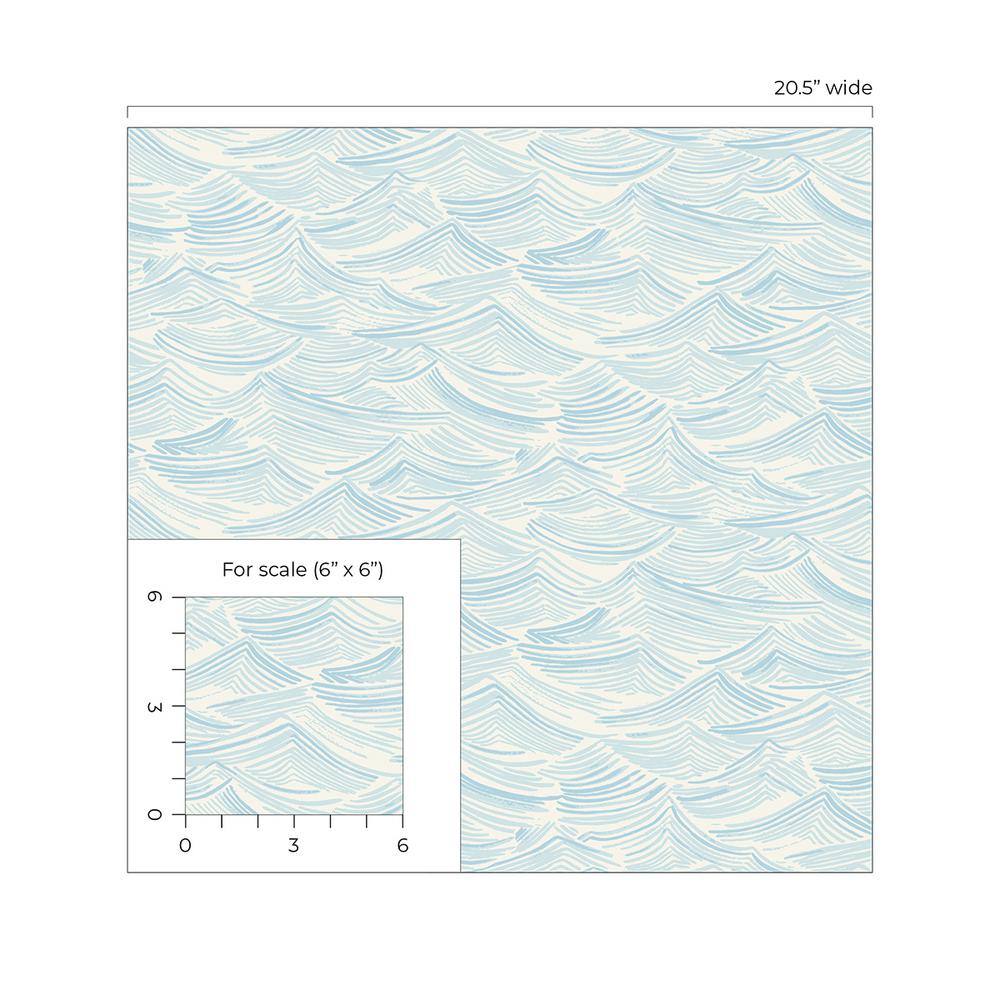 Seaside Waves Blue Pre-pasted Washable Wallpaper