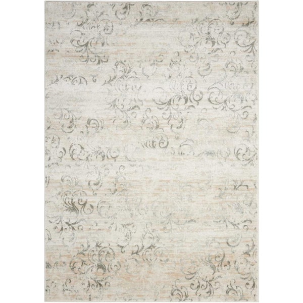 Nourison Euphoria Bone 7 ft. x 10 ft. Geometric Transitional Area Rug