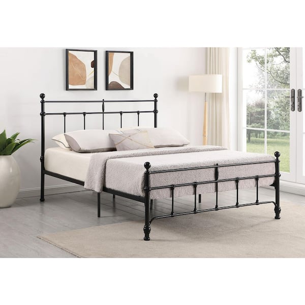 Novak Matte Black Powder-Coated Metal Frame Queen Platform Bed