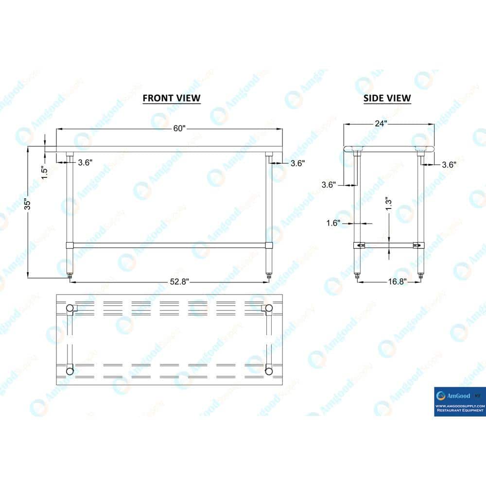 60" Stainless Steel Utility Work Table with Galvanized Legs