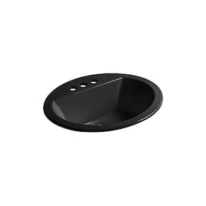 Bryant 20-1/4 in. Oval  Drop-In Vitreous China Bathroom Sink in Black Black with Overflow Drain