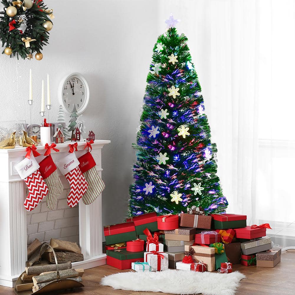5-Foot Green Fiber Optic Artificial Christmas Tree with Multicolor LED Lights