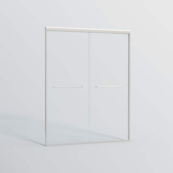 Lively 48 in.W x 72 in.H Double Sliding Semi-frameless Bypass Shower Door in Brushed Nickel with 1/4 in.Tempered Glass