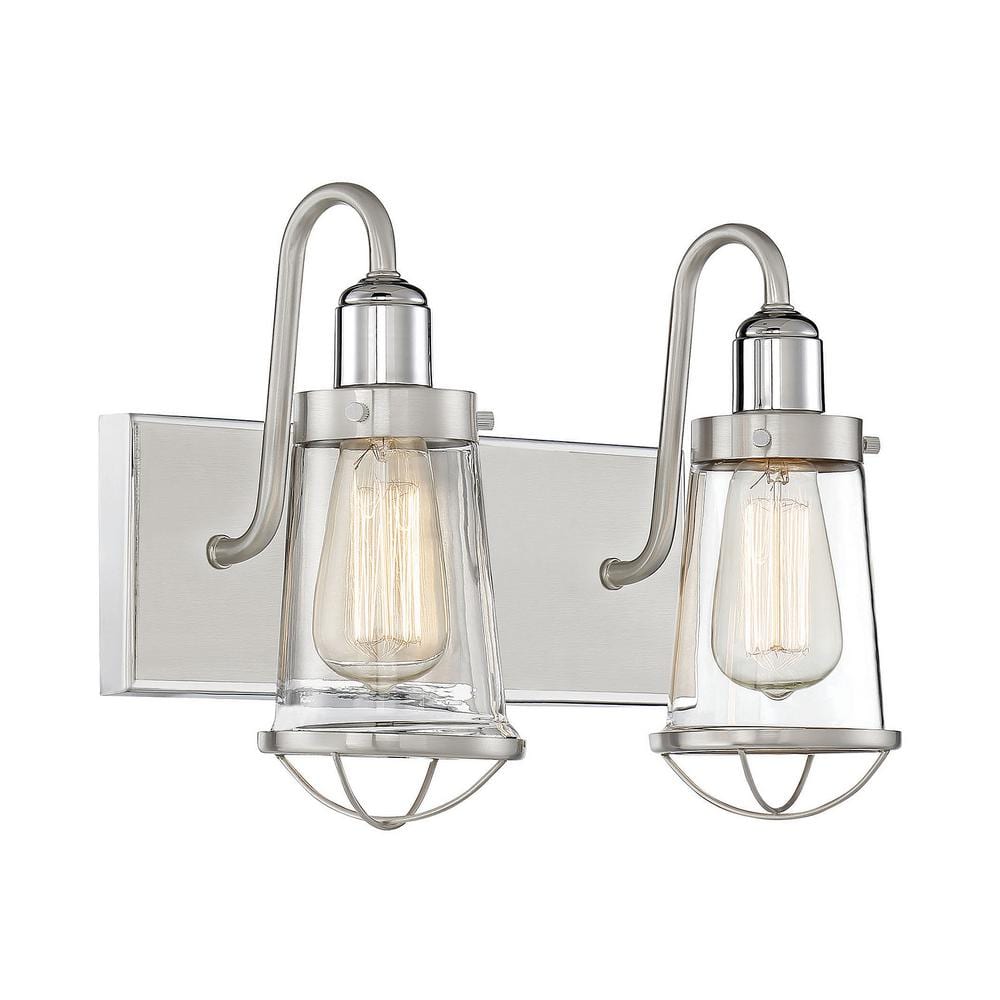 Lansing Satin Nickel and Polished Nickel 2-Light Vanity Fixture
