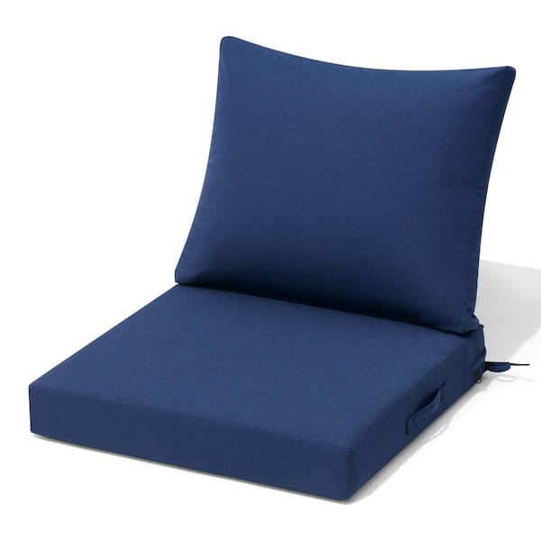 Unbranded 24 in. x 24 in. Deep Seat Outdoor Couch Sectional Sofa Cushion in Navy Blue (Set of 2)