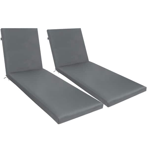 Zeus & Ruta 75 in. x 28 in. W Outdoor Replacement Lounge Chair Cushion in Gray (2-Pack)
