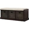 Harper & Bright Designs Espresso Entryway Storage Bench with Removable Cushion and 3-Removable Classic Fabric Basket WF193443AAB