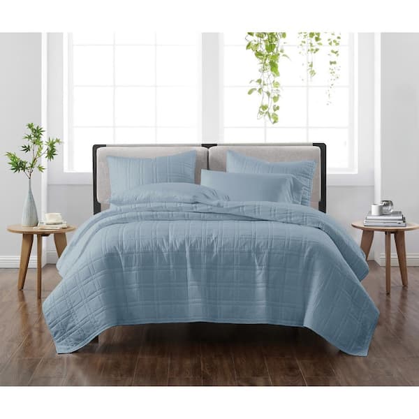 CANNON Solid Blue Twin/Twin XL 2-Piece Quilt Set
