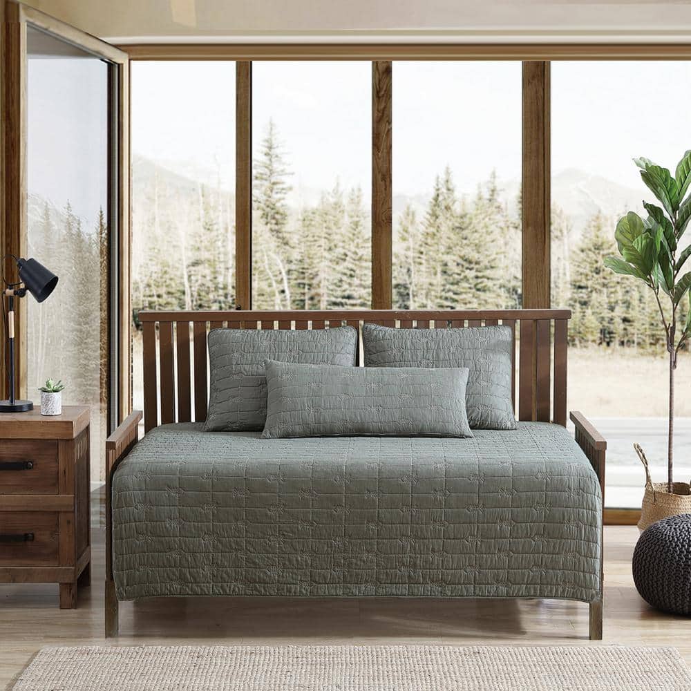 Sage Green Cotton Reversible Kids Daybed Set