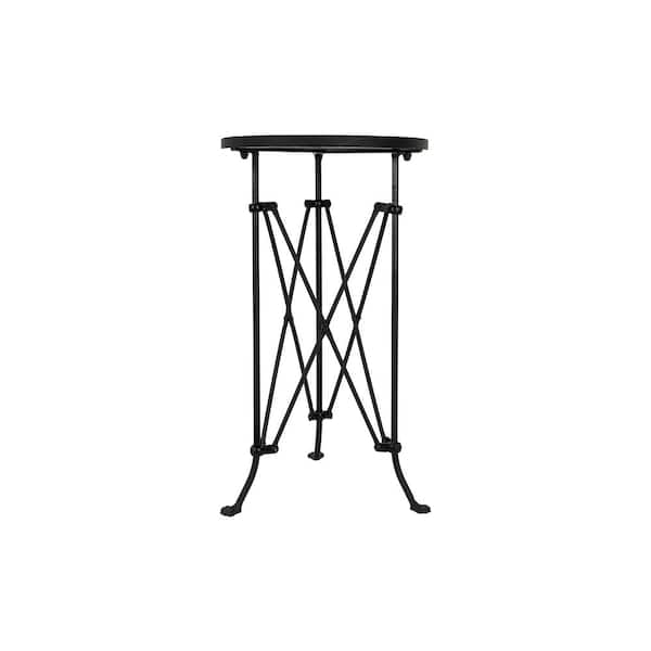 Round Black Metal Accent Table