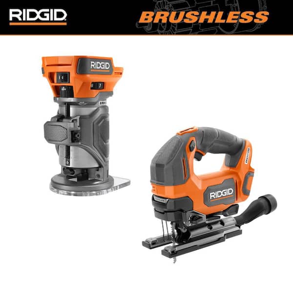 RIDGID 18V Brushless 2-Tool Combo Kit with Compact Trim Router and Jig Saw (Tools Only)