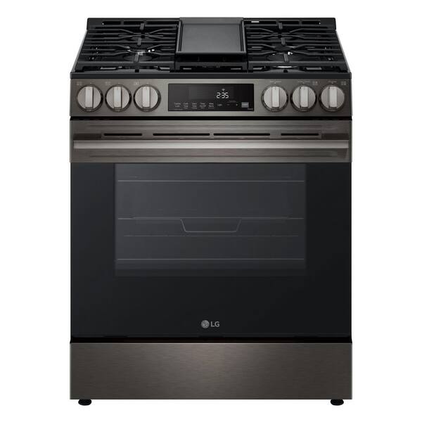 LG 30 in. 5 Burners Slide in Gas Range in Black Stainless Steel with ...